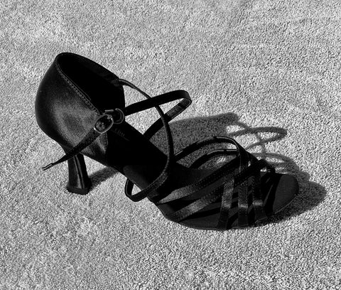 Stephanie Elite Collection Latin Dance Shoe E201 Black Satin