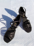 Stephanie 12005 - 15 Black Satin & Mesh X - Strap Latin Shoe
