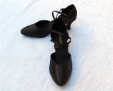 Stephanie Dance Shoes 15006 - 15  Black Satin X-Strap American Smooth Shoe