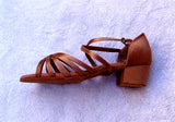 Stephanie Dance Shoes 16003 - 65 X Dark Tan Satin / Two Way Strap