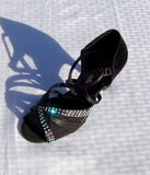 Stephanie Crystal Collection Dance Shoes 2056 - 15 Black Satin & Mesh