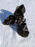 Stephanie Crystal Collection Dance Shoes 2056 - 15 Black Satin & Mesh