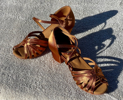 Stephanie Dance Shoes 16006 - 65 006 - Dark Tan Satin / Two Way Strap