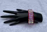 FDRB Deep Red Stretch 3 Row Fully Stoned Bangle : Aurora Borealis (Size 30' Stones)