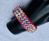 FDRB Deep Red Stretch 3 Row Fully Stoned Bangle : Aurora Borealis (Size 30' Stones)