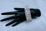 FWB White Stretch 3 Row Fully Stoned Bangle: Aurora Borealis (Size 30' Stones)