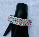 FWB White Stretch 3 Row Fully Stoned Bangle: Aurora Borealis (Size 30' Stones)