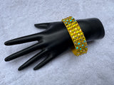 FMB Mustard  Stretch 4 Row Fully Stoned Bangle: Hyacinth / Hyacinth AB (Size 20' Stones)