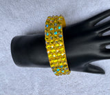 FMB Mustard  Stretch 4 Row Fully Stoned Bangle: Hyacinth / Hyacinth AB (Size 20' Stones)