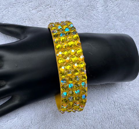 FMB Mustard  Stretch 4 Row Fully Stoned Bangle: Hyacinth / Hyacinth AB (Size 20' Stones)
