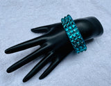 FTB Turquoise Stretch 3 Row Fully Stoned Bangle : Green Zircon  (Size 30' Stones)