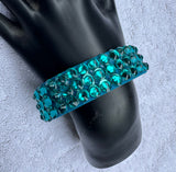 FTB Turquoise Stretch 3 Row Fully Stoned Bangle : Green Zircon  (Size 30' Stones)