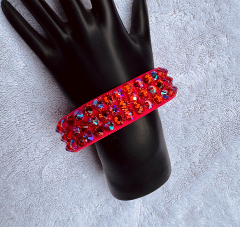 FTRB Tango Red Stretch 3 Row Fully Stoned Bangle : Hyacinth / Hyacinth AB (Size 30' Stones)