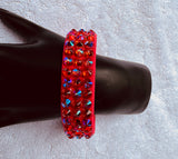 FTRB Tango Red Stretch 3 Row Fully Stoned Bangle : Hyacinth / Hyacinth AB (Size 30' Stones)