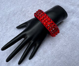 FDRB Deep Red Stretch 3 Row Fully Stoned Bangle : Light Siam (Size 30' Stones)