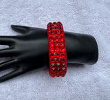 FDRB Deep Red Stretch 3 Row Fully Stoned Bangle : Light Siam (Size 30' Stones)