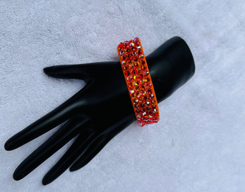 FOB Orange Stretch 4 Row Fully Stoned Bangle: SUN / FIRE OPAL/ SUN AB (SIZE 20' STONES)