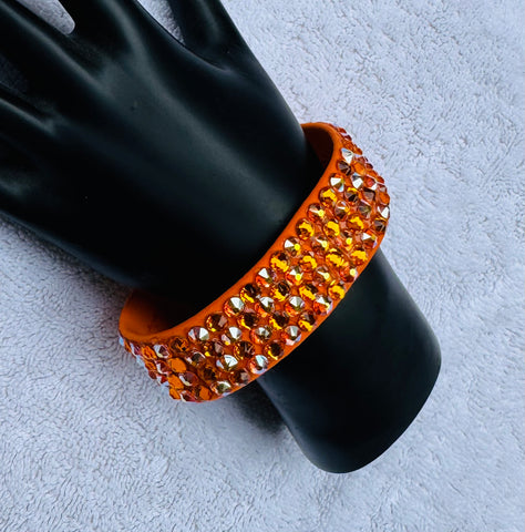 FOB Orange Stretch  4 Row Fully Stoned Bangle: Sun / Sun AB (Size 20' Stones)