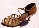 Stephanie Dance Shoes 12049 - 55 Tan Satin / Mesh Latin Shoe