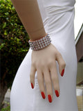 FNBRC Nude Stretch 4 Row Fully Stoned Fitted Bracelet: Clear (size 30' stones)