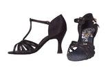 A2002N - 15 Black Satin T - Strap Latin Shoe