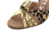 A2065N Gold & Leopard Pattern T - Strap Latin Shoe