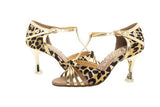 A2065N Gold & Leopard Pattern T - Strap Latin Shoe