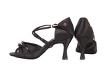A2176N - 15 Black Satin X - Strap Latin Shoe
