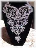 NUG "Beatrice" Victorian Black Lace Necklace: Aurora Borealis & Clear Crystal