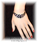Bracelet 008 Pave' with Crystal Stones:  Zebra Print