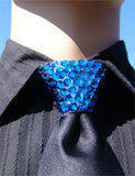 Capri Blue Crystal Stoned Men’s Black Zipper Tie (size 30' stones).