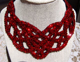 NUG "Celeste" Black Lace Necklace: Light Siam Crystal
