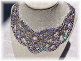 NUG "Celeste" Nude Lace Necklace: Aurora Borealis & Clear Crystal