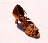 Stephanie Crystal Collection Dance Shoes 12056-45 Dark Tan Satin