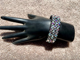 FBB BLACK STRETCH 3 ROW FULLY STONED BANGLE : AB AND CLEAR (SIZE 30' STONES)