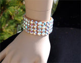 FNBRC Nude Stretch 4 Row Fully Stoned Fitted Bracelet: Aurora Borealis (size 30' stones)