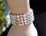 FNBRC Nude Stretch 4 Row Fully Stoned Fitted Bracelet: Aurora Borealis (size 30' stones)