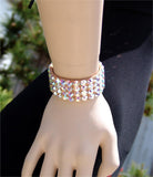 FNBRC Nude Stretch 4 Row Fully Stoned Fitted Bracelet: Aurora Borealis (size 30' stones)