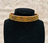 FNC NUDE STRETCH 4 ROW FULLY STONED CHOKER: AURUM (SIZE 20' STONES)
