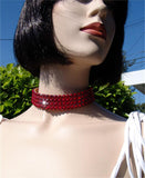 FNC Nude Stretch 4 Row Fully Stoned Choker: Light Siam (size 30' stones)
