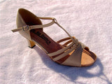 GO 4131 Tan Simulated Leather T - Strap Latin Shoe