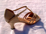 GO 4131 Tan Simulated Leather T - Strap Latin Shoe