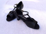 GO 7040 Black Simulated Leather T - Strap Latin Shoe