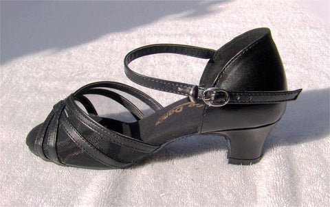 GO 7230 Black Simulated Leather / Mesh Open Toe Shoe