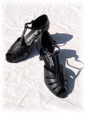GO 9550 Black Simulated Leather T - Strap Latin Shoe