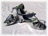 GO 9583 Silver & Glitter T - Strap Latin Shoe