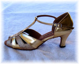 GO 9584 Gold & Glitter T - Strap Latin Shoe