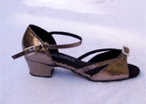 GO 3069 Pewter Simulated Leather Ankle Strap Latin Shoe