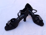 GO 9520 Black Satin X - Strap Adjustable Latin Shoe