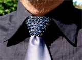 Hematite Crystal Stoned Men’s Grey Zipper Tie (size 30' stones)